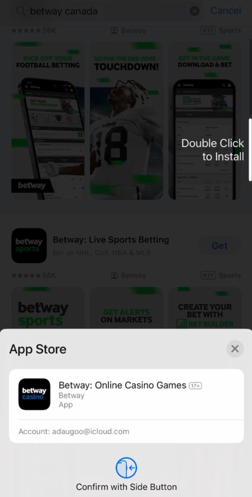 betway app installation confirm