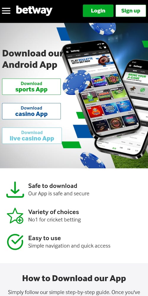 download betway android app