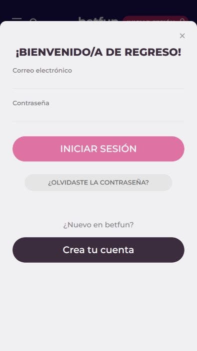 Betfun - Registro 1