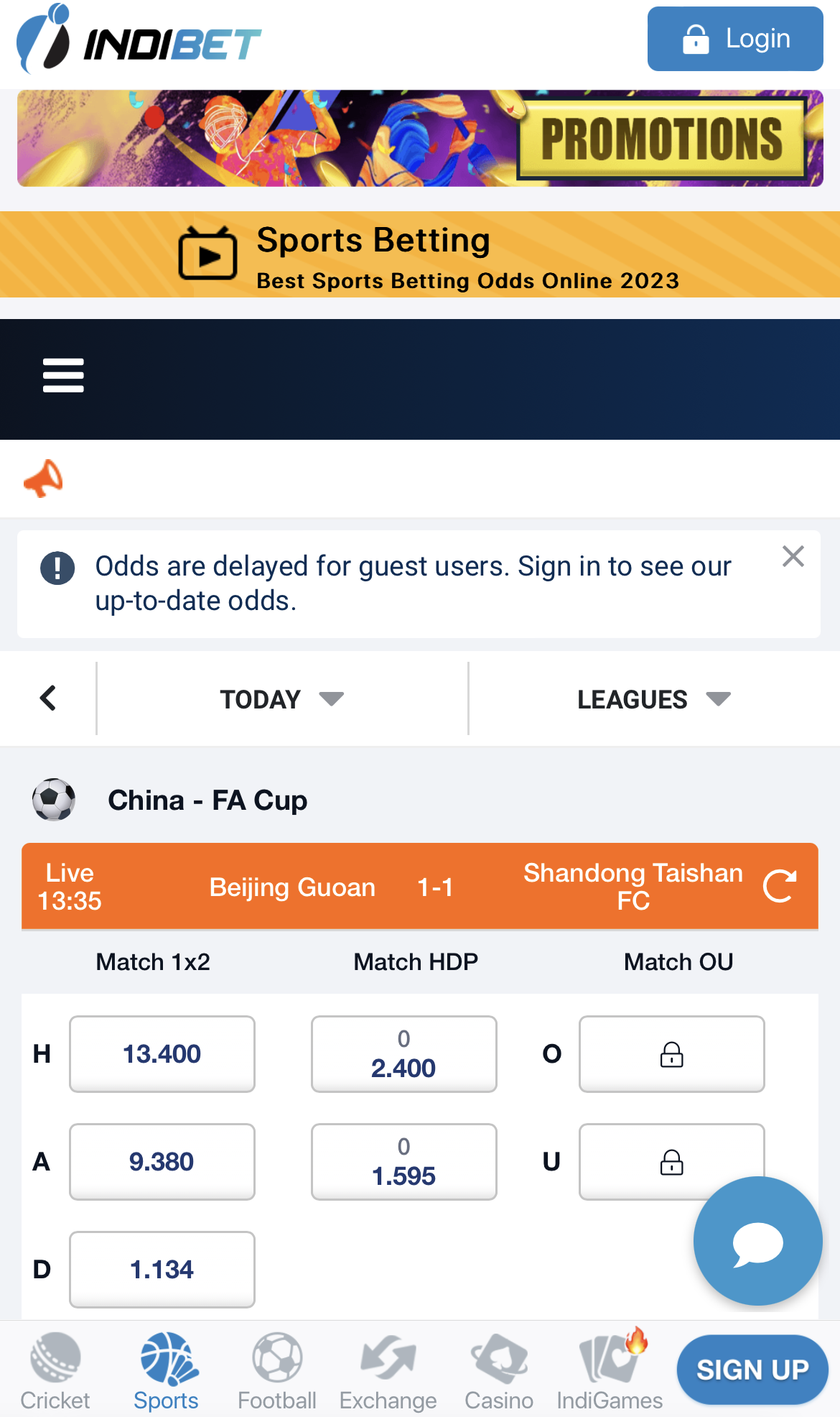 Indibet sports mobile