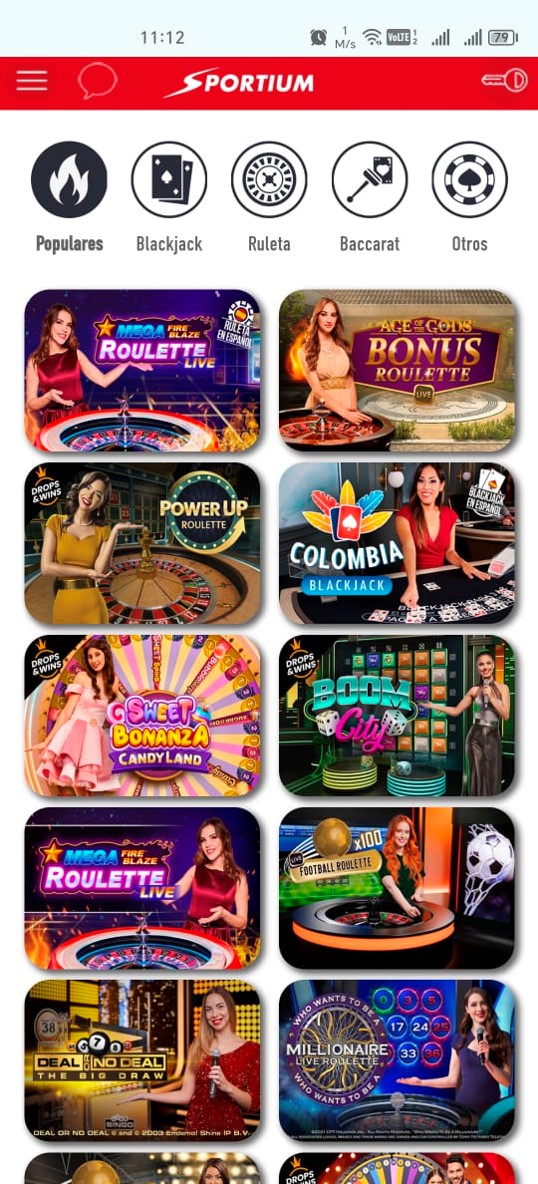 sportium casino en vivo celular