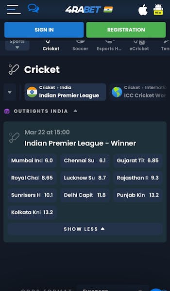 4Rabet IPL betting app