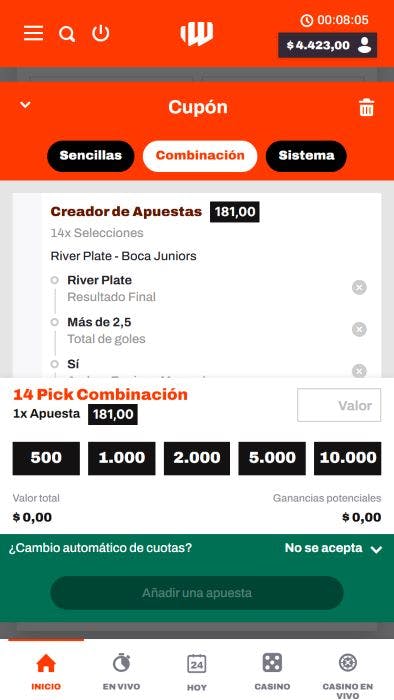Betwarrior Argentina Crear apuesta