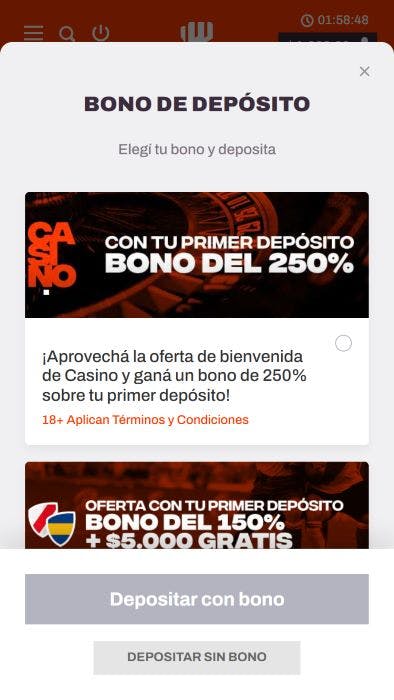 Betwarrior Argentina Depósito 2