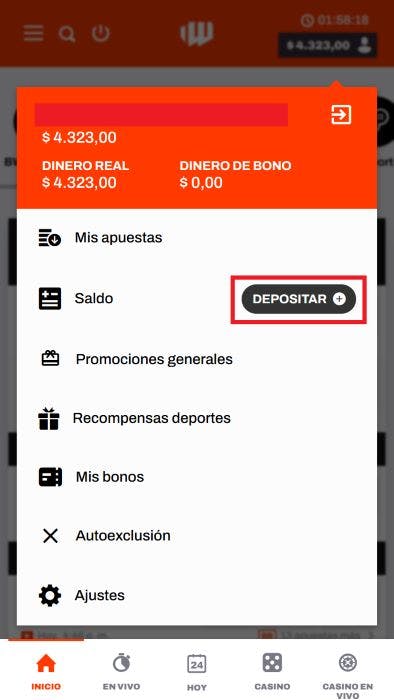 Betwarrior Argentina Depósito 1