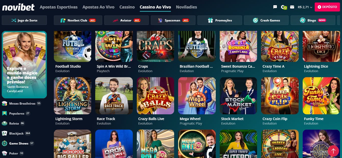 Novibet Brasil cassino ao vivo 2