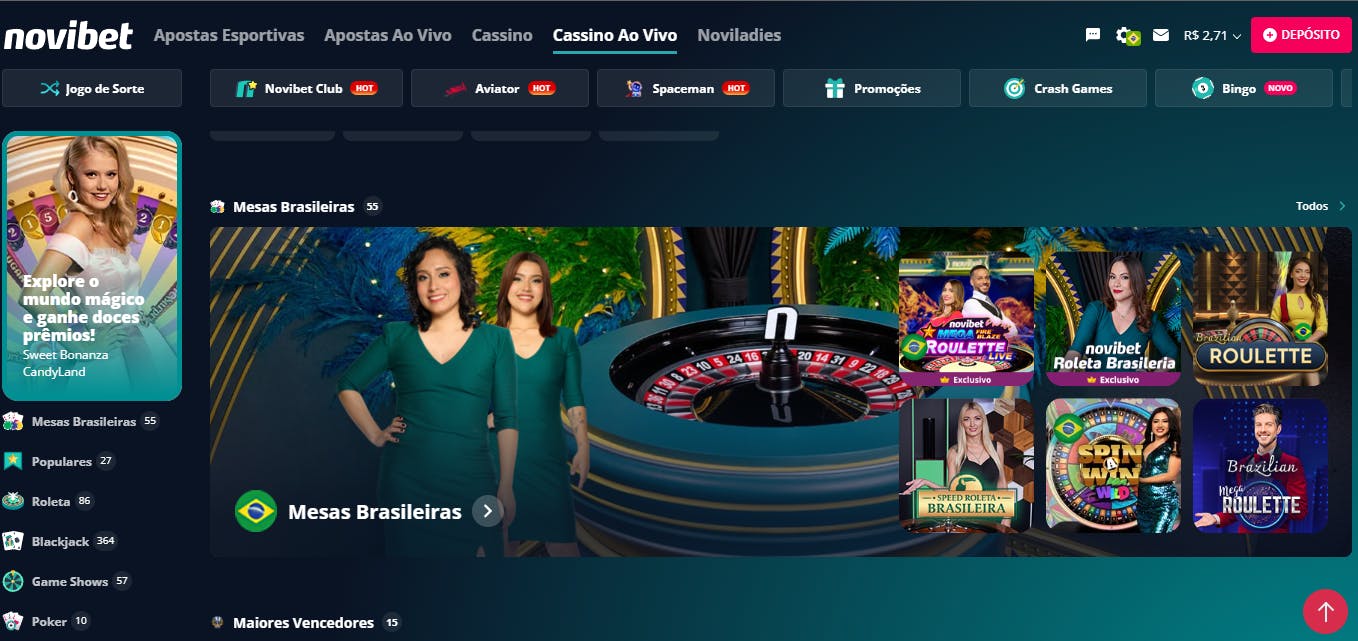 Novibet Brasil cassino ao vivo