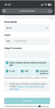 Novibet Brasil cadastro 3