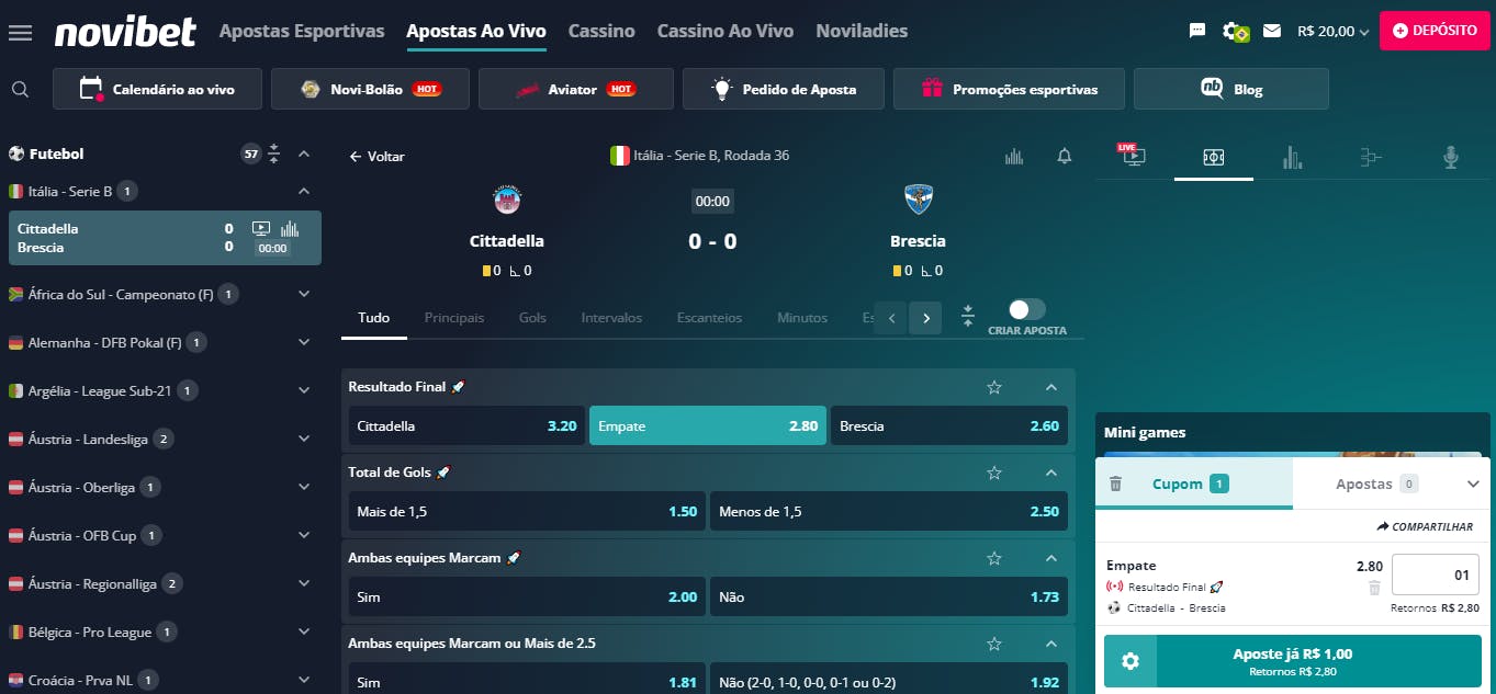 Novibet Brasil apostas 1 real
