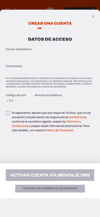 Betwarrior Argentina registro