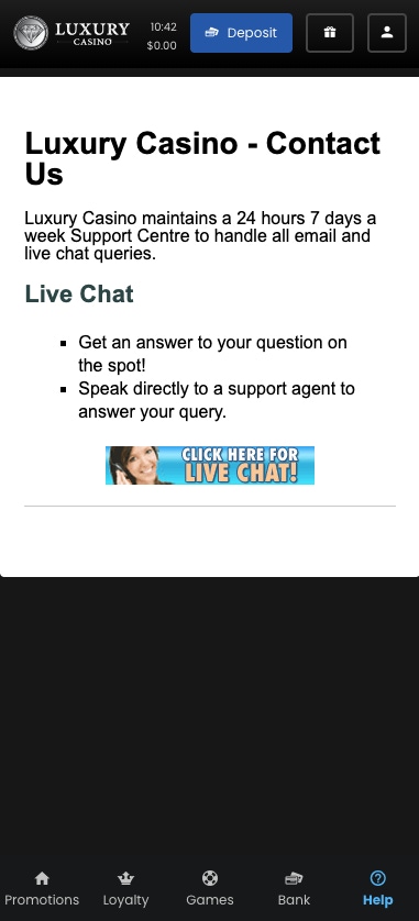 luxury casino customer support