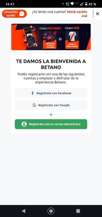 Betano Argentina Registro 2