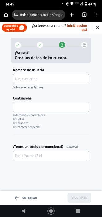 Betano Argentina Registro 5