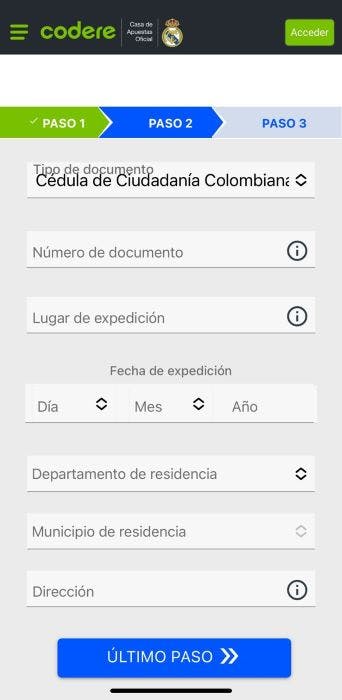Codere Colombia registro 2
