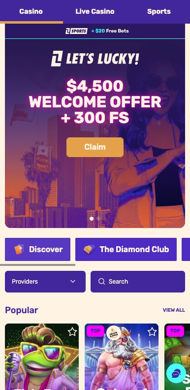 lets lucky home page