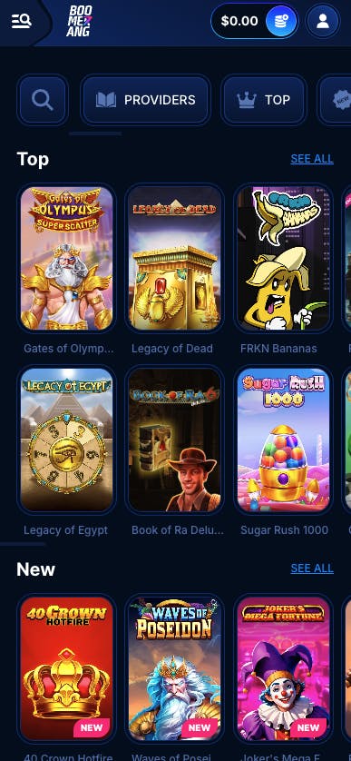 boomerang-bet casino lobby