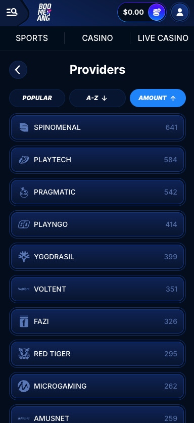 game studios at boomerang bet