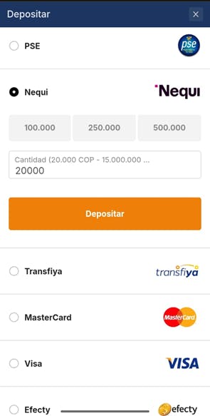 Rivalo Colombia - depositar 1