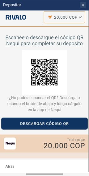 Rivalo Colombia - depositar 2