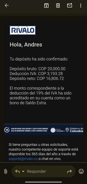 Rivalo Colombia - depositar 4