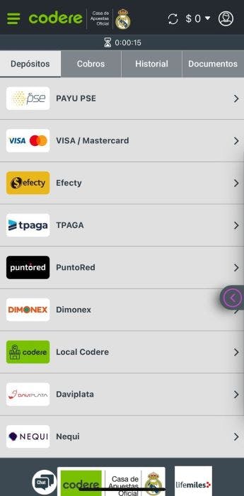Codere Colombia depositar 1
