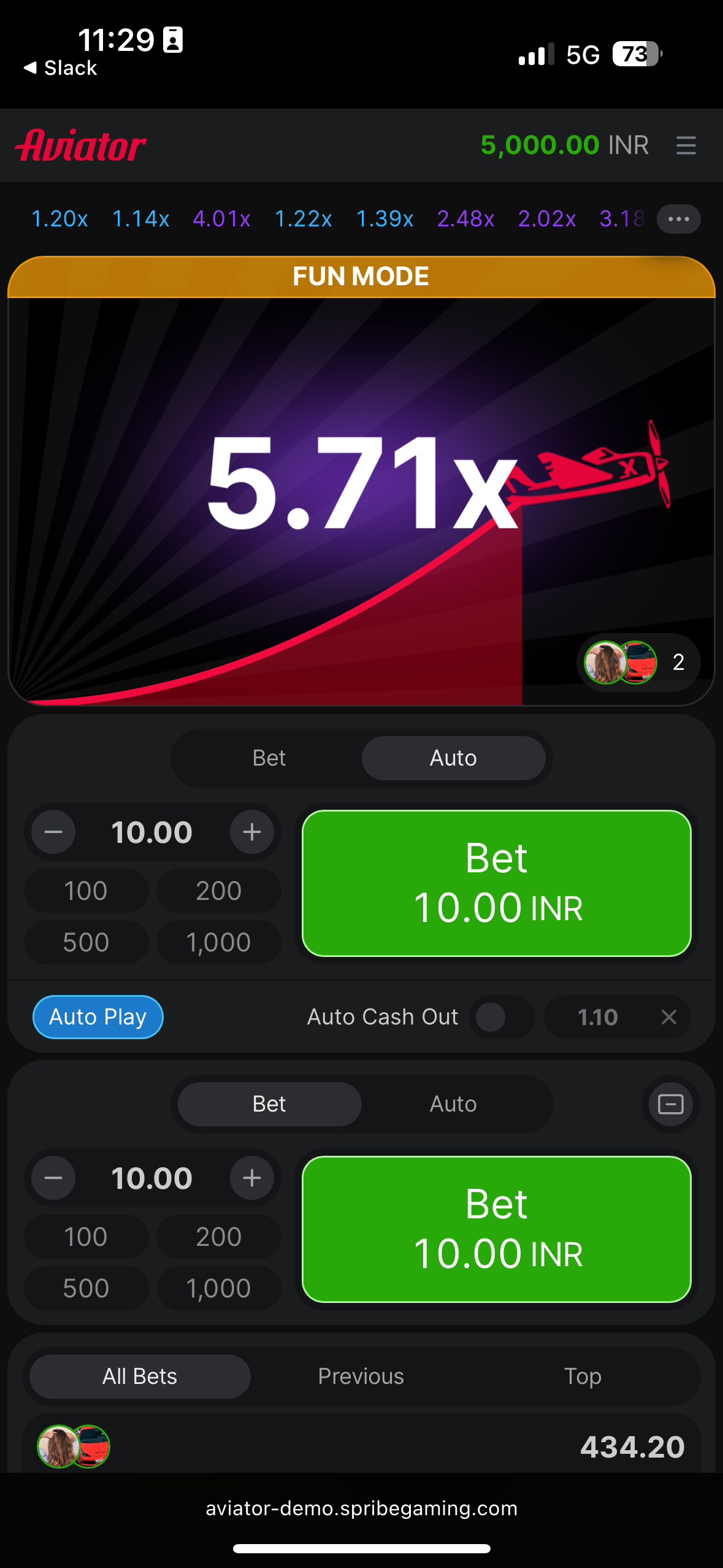 Step 2B: Bet with Automatic Cashout