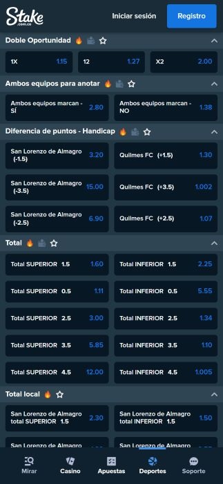 Stake Colombia - apuestas doble chance