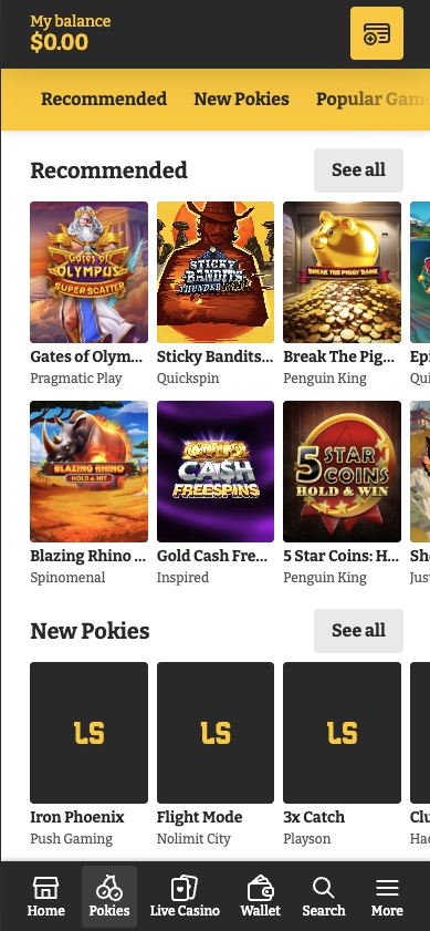 lucky spins pokies selection