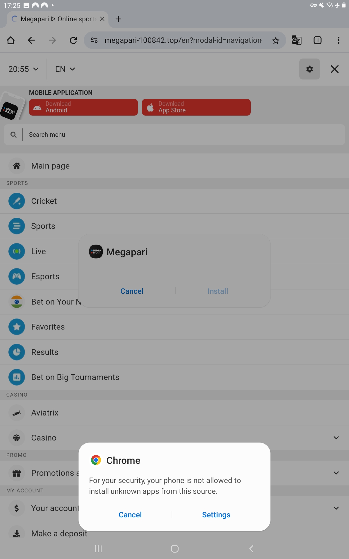 5 - Jump to the settings