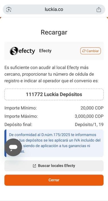 Luckia Colombia DEPÓSITO 3