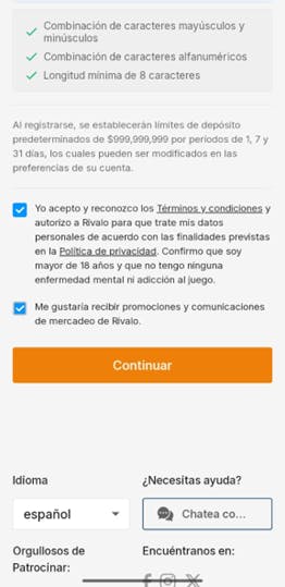 Rivalo Colombia - registrarse 2