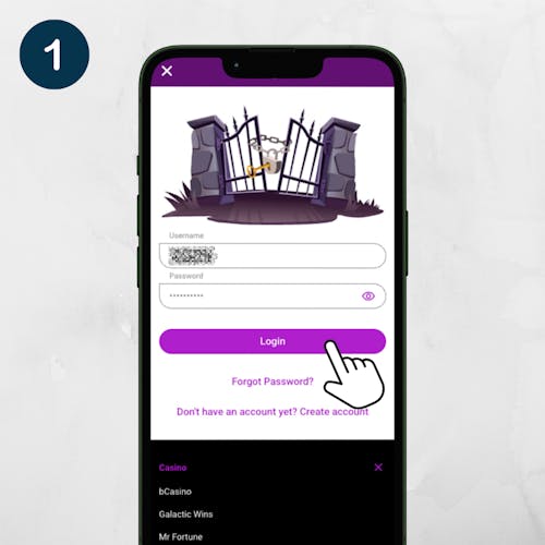 boo casino's login page