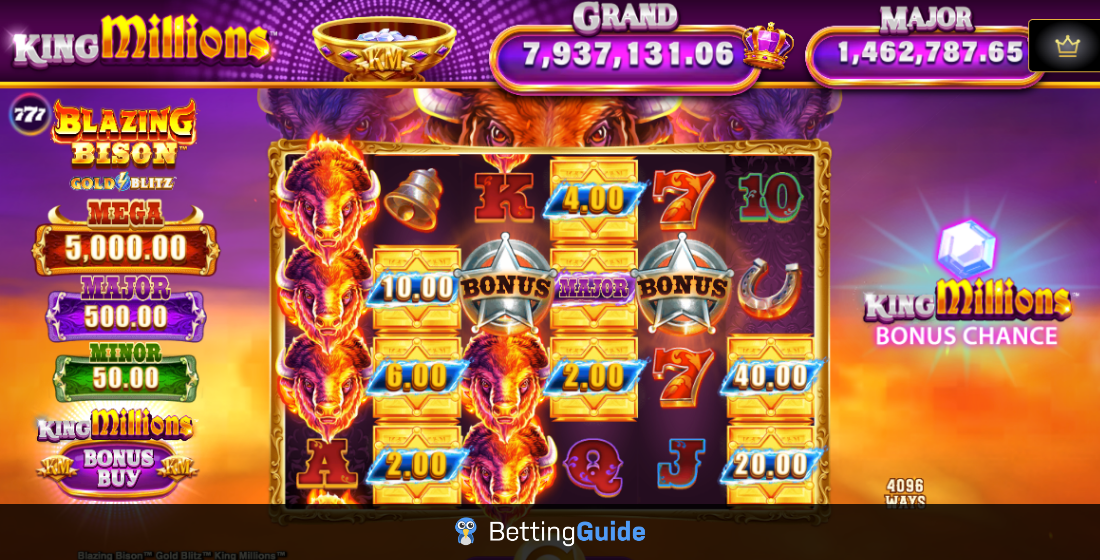 blazing bison gold blitz king millions