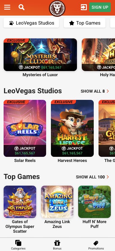 leovegas pokies selection