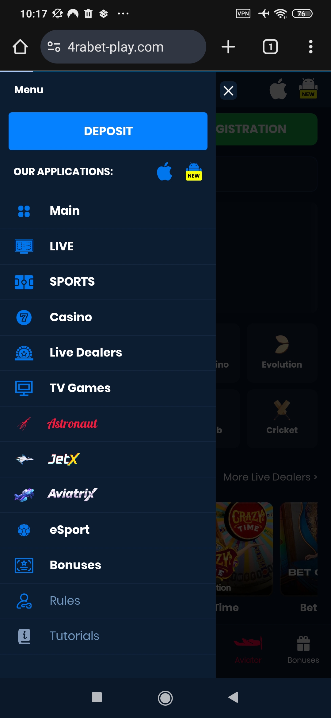 Step2. Tap the Android icon in the menu.