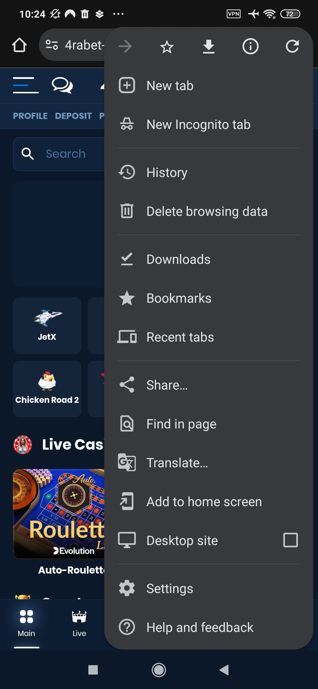 Select "Add to home screen" in the browser menu