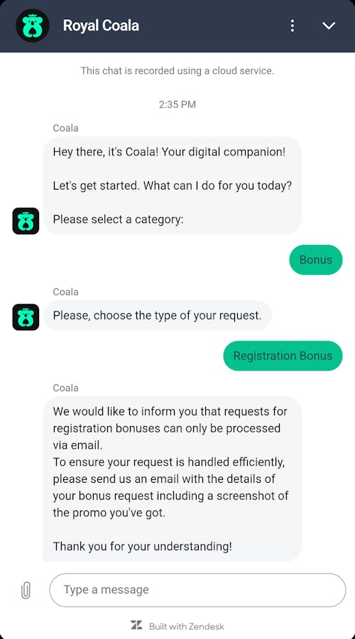 live chat tests at royal coala