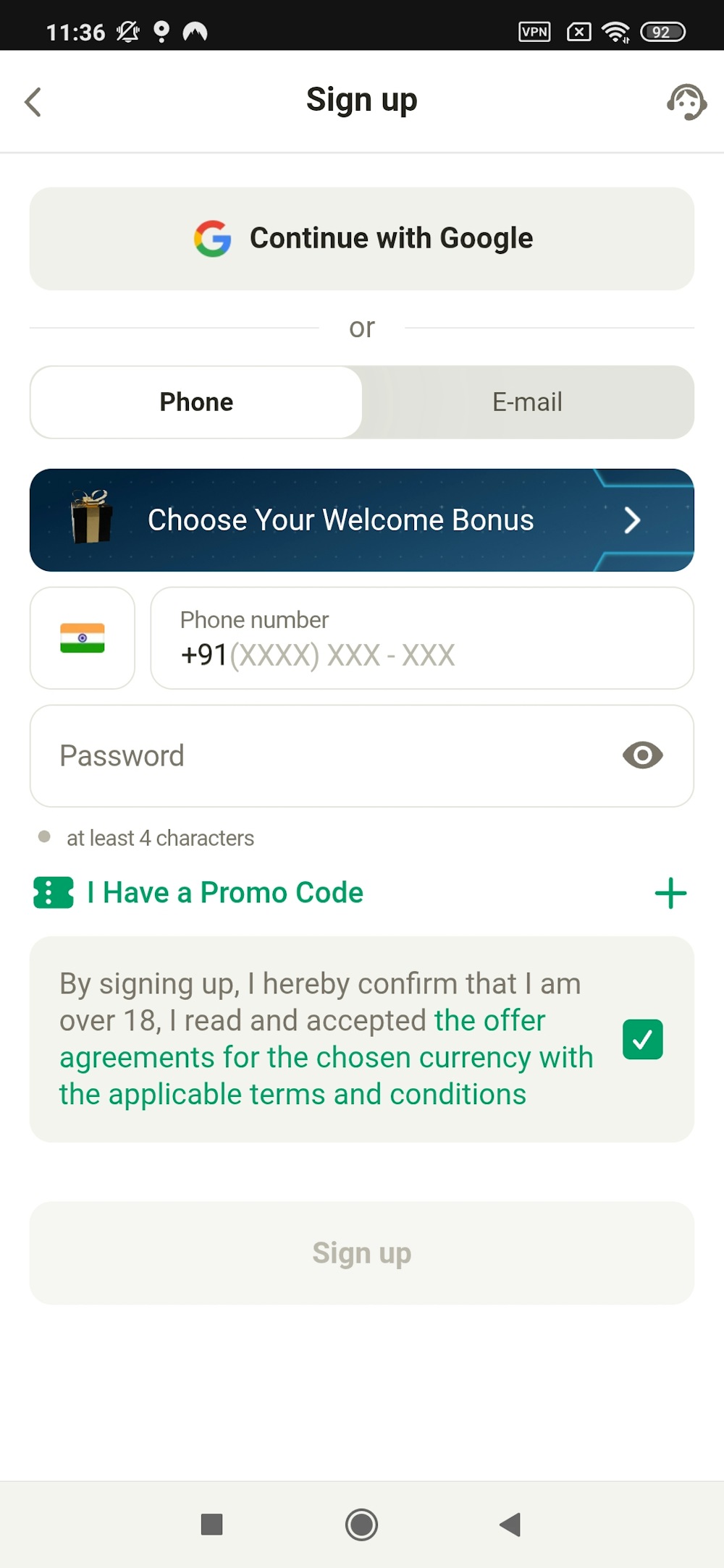 Step2. Open your account with Parimatch India.