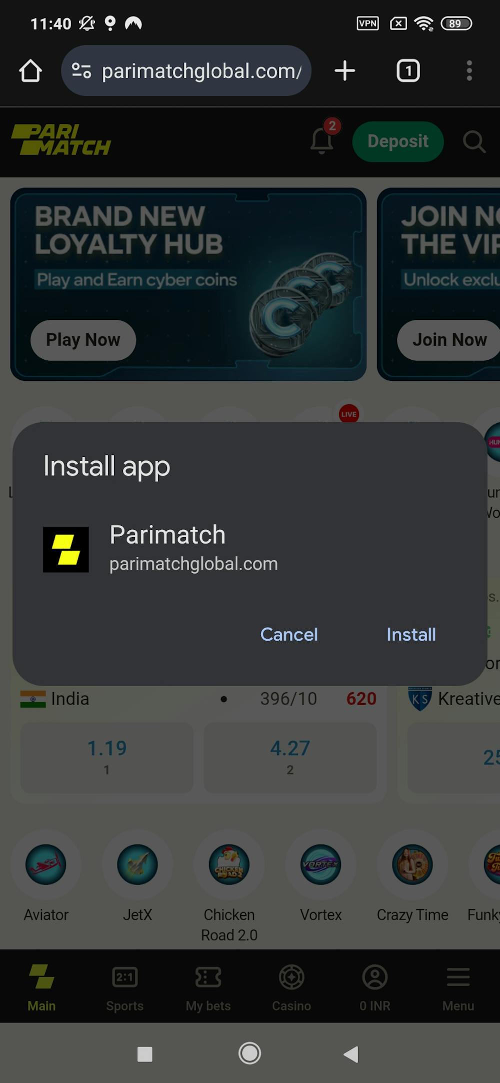 Step5. Initiate app installation.