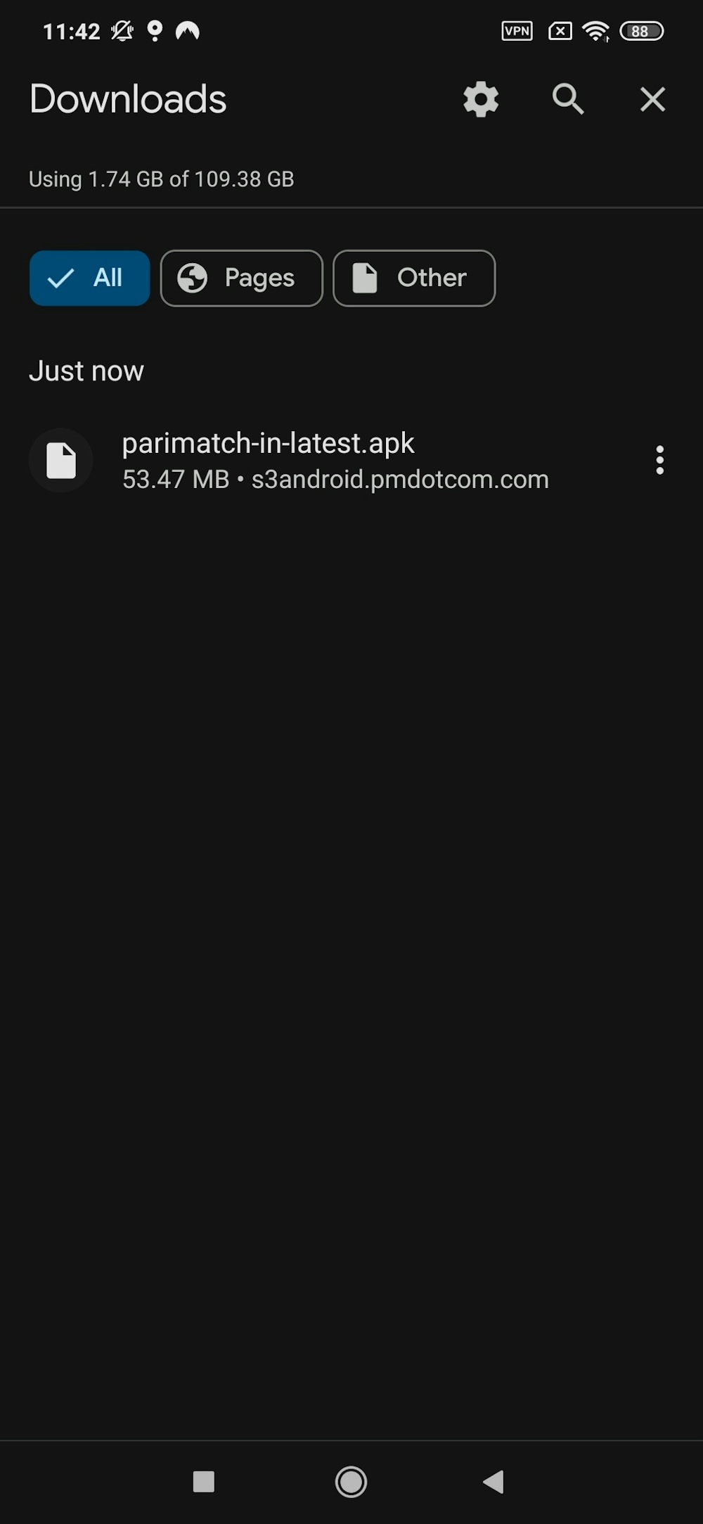 Step10. Tap the Parimatch India's APK file.