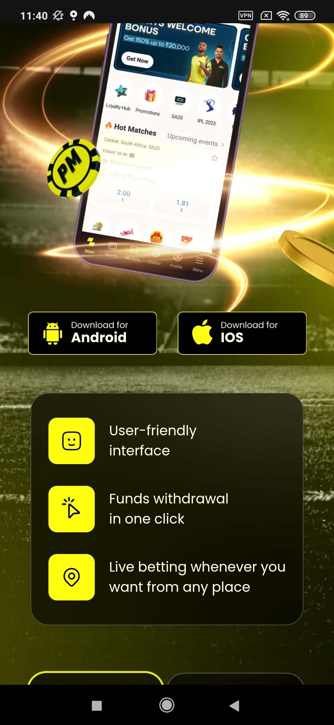 Step4. Tap the Android logo to download the APK file.