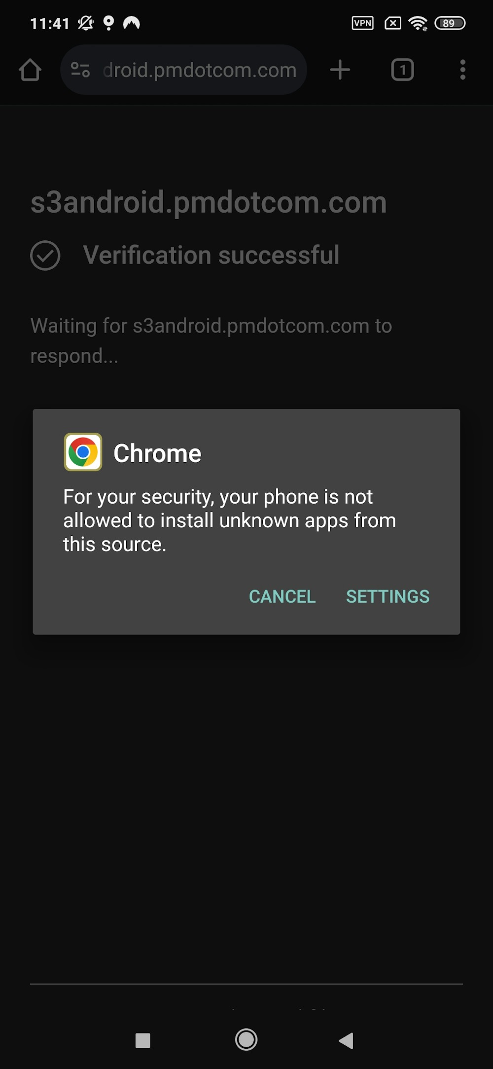 Step7. Go to Settings from the pop-up.