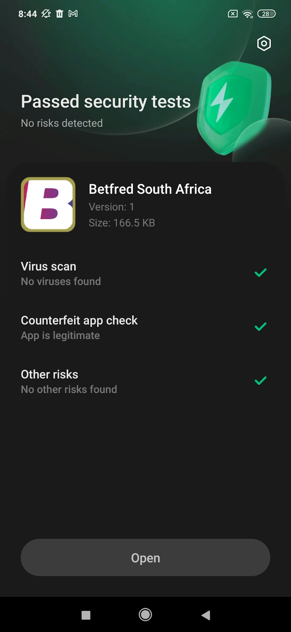 Betfred SA app successfully installed!