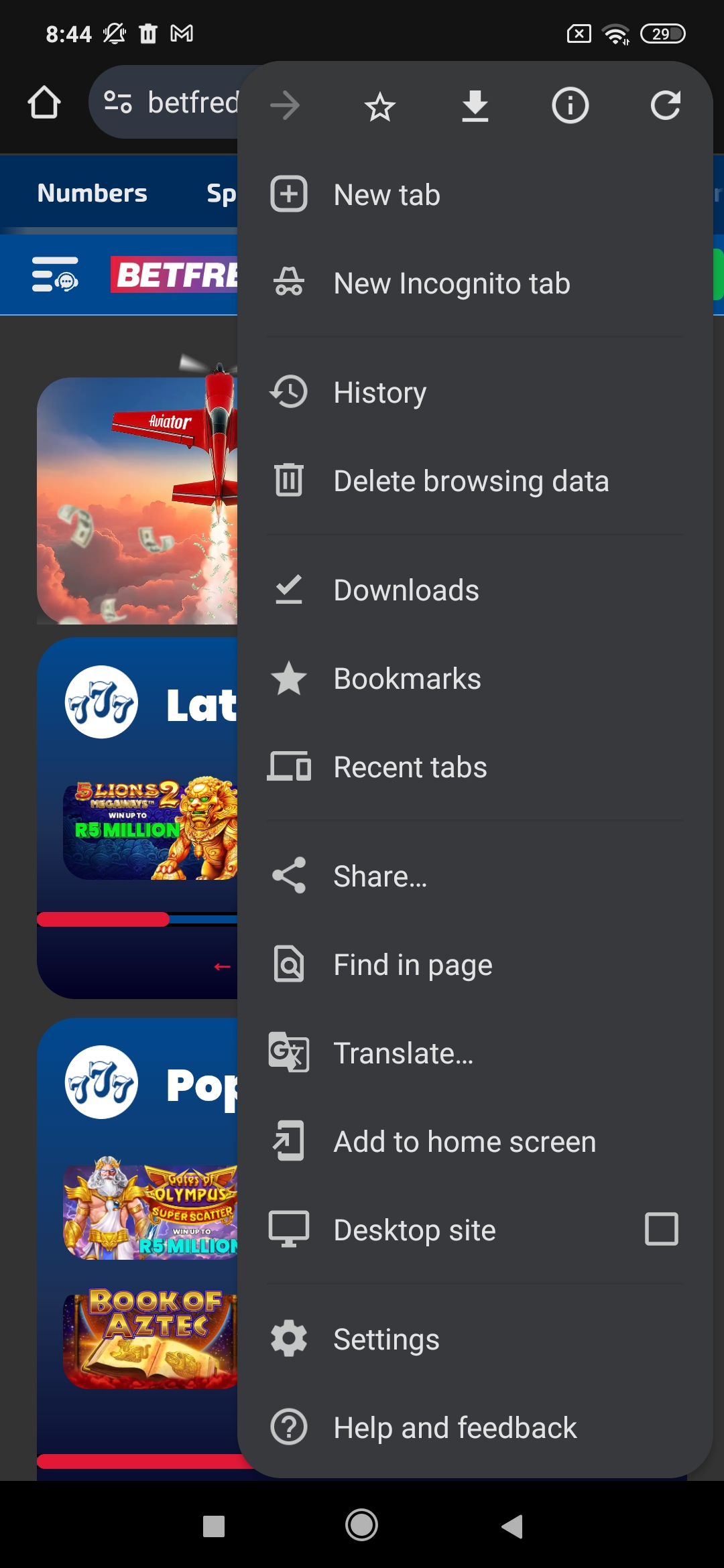 Step2. Open the Chrome browser menu and select "Add to Home screen". 