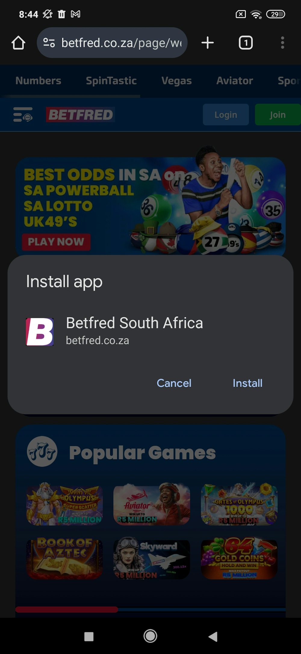 Step4. Confirm and start installing the Betfred app.