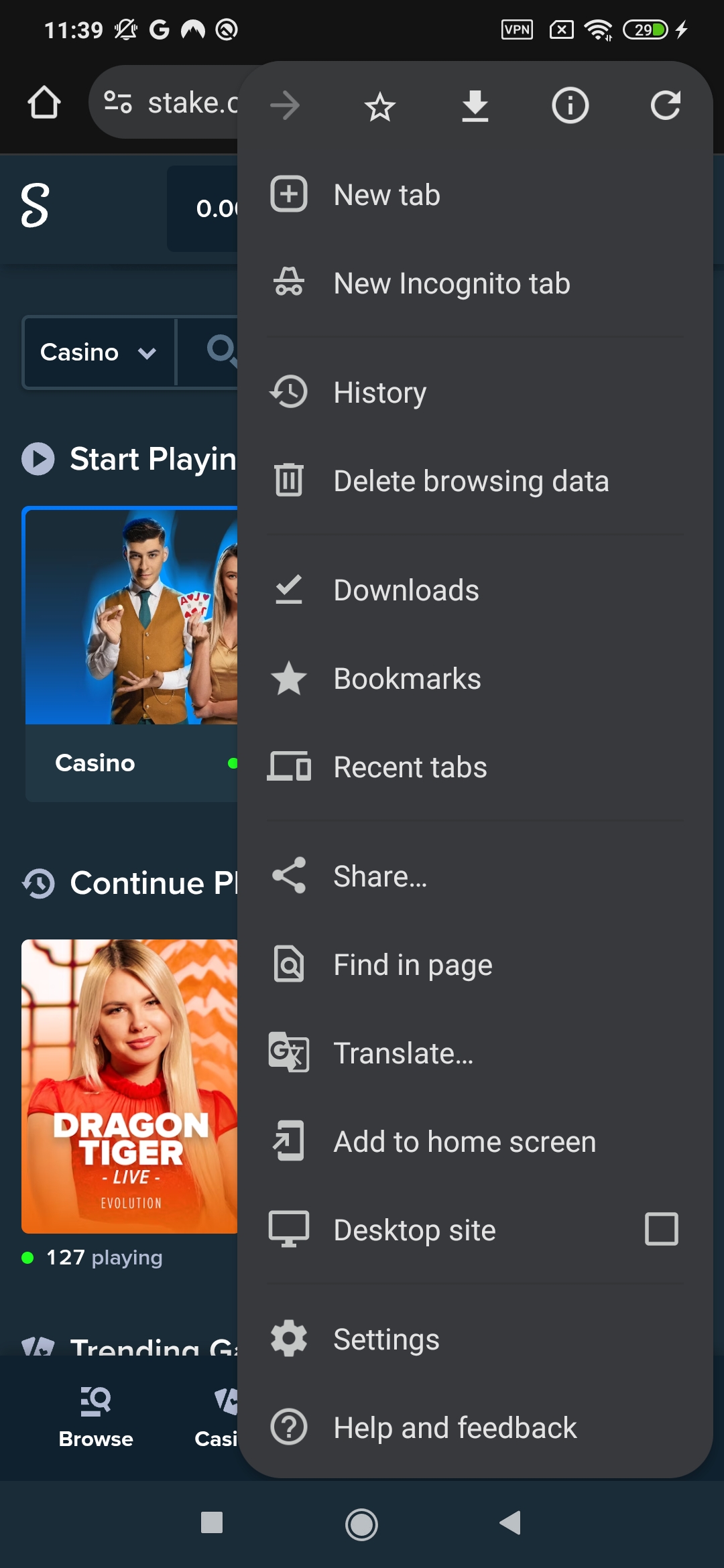 Step3. Find "Add to Home screen" in Chrome menu. 