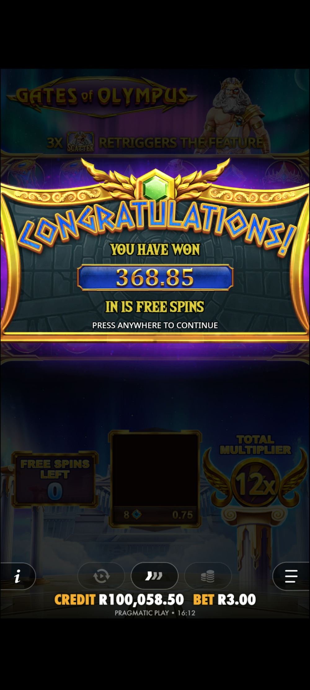 Gates of Olympus Bonus ended