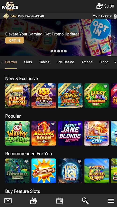 preview of Spin Palaces game selection