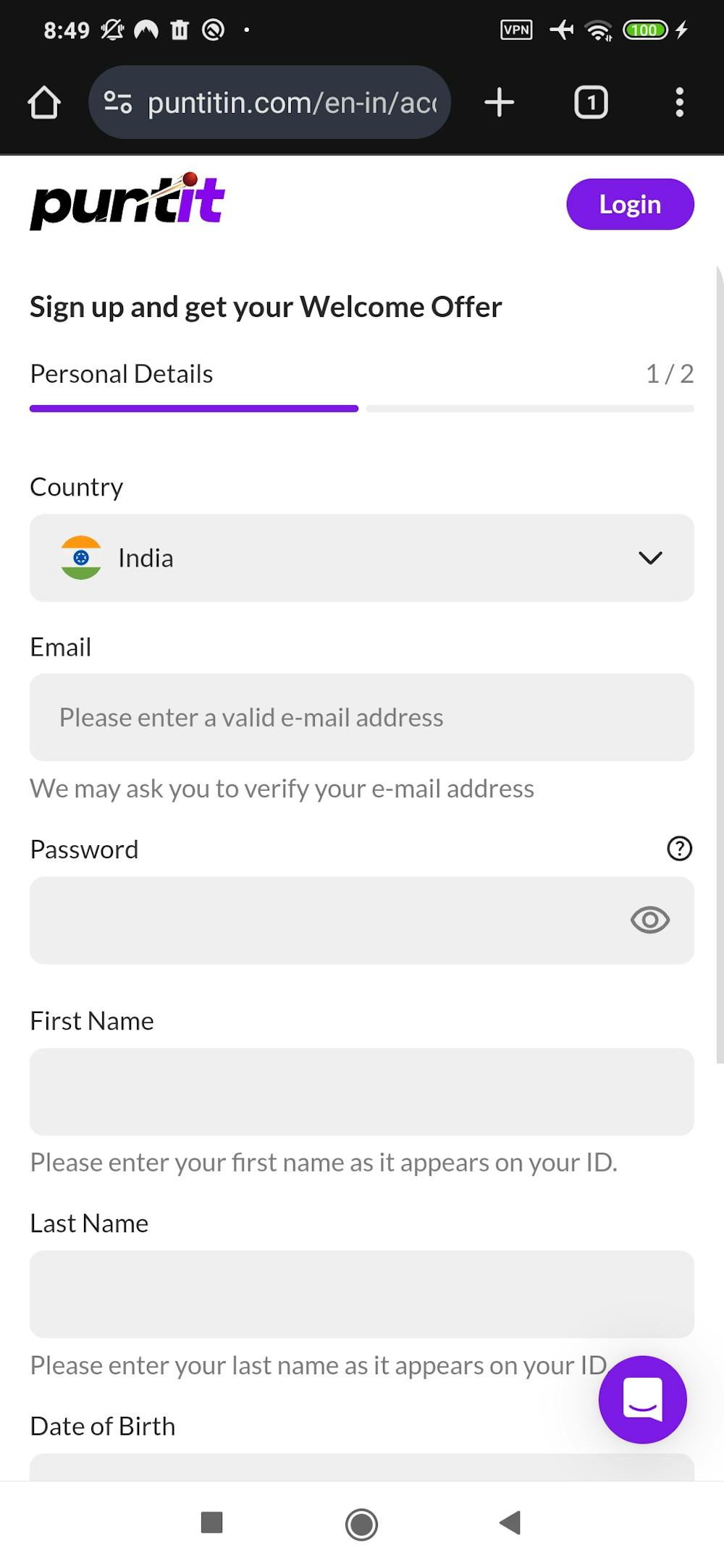 1 - Register your Puntit account.