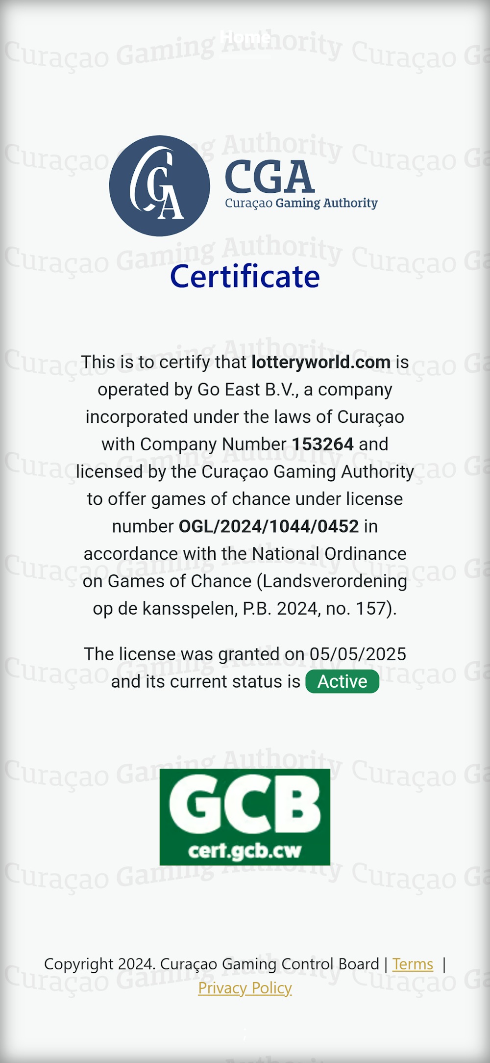 lotteryworld-GCB-licence